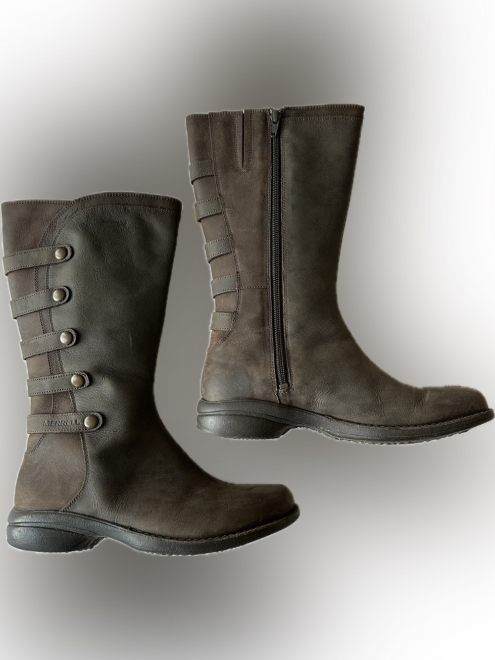 Merrell Women's Espresso Waterproof Brown Mid-Calf Zip Leather Boots